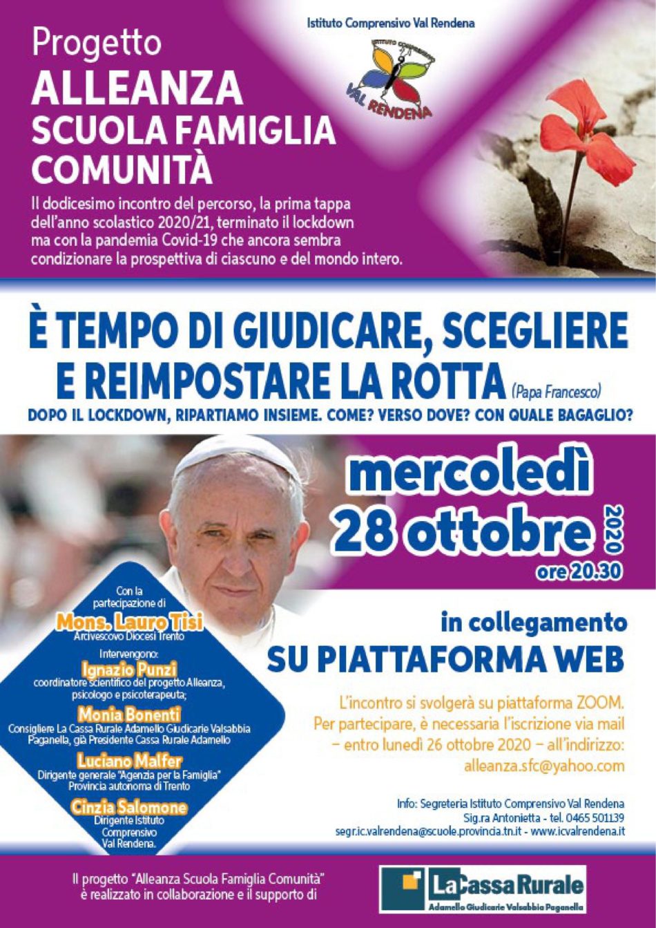 Il Prossimo Incontro Alleanza Scuola Famiglia Comunita Si Terra Il 28 Ottobre E Tempo Di Giudicare Scegliere E Reimpostare La Rotta Campane Di Pinzolo It