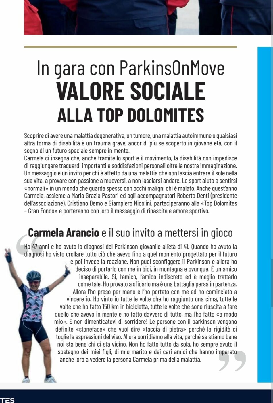 In Gara Con Parkinsonmove Valore Sociale Alla Top Dolomites Campane