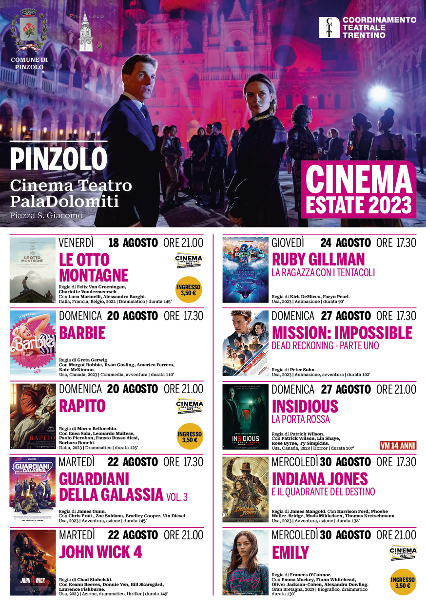 Torna il cinema al Paladolomiti di Pinzolo: programma agosto 2023 ...